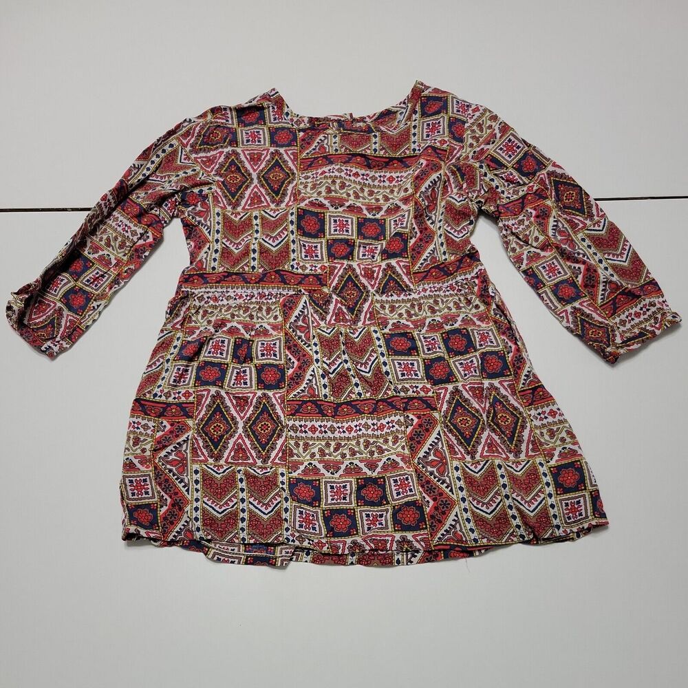 Wrangler Girls 12 M Button Back Shirt Dress Red Art To Wear Western Sleeve Rodeo